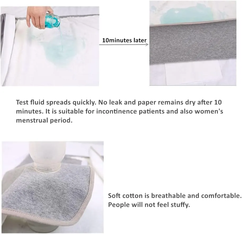 WEEOATAR Unisex Wearable Incontinence Mattress, Washable Adult Diaper Skirt for Highly Absorbency, Reusable Bed Mats Magic Sticker Incontinence Urinary Skirt for Adults, Elderly, Children (Grey, L)