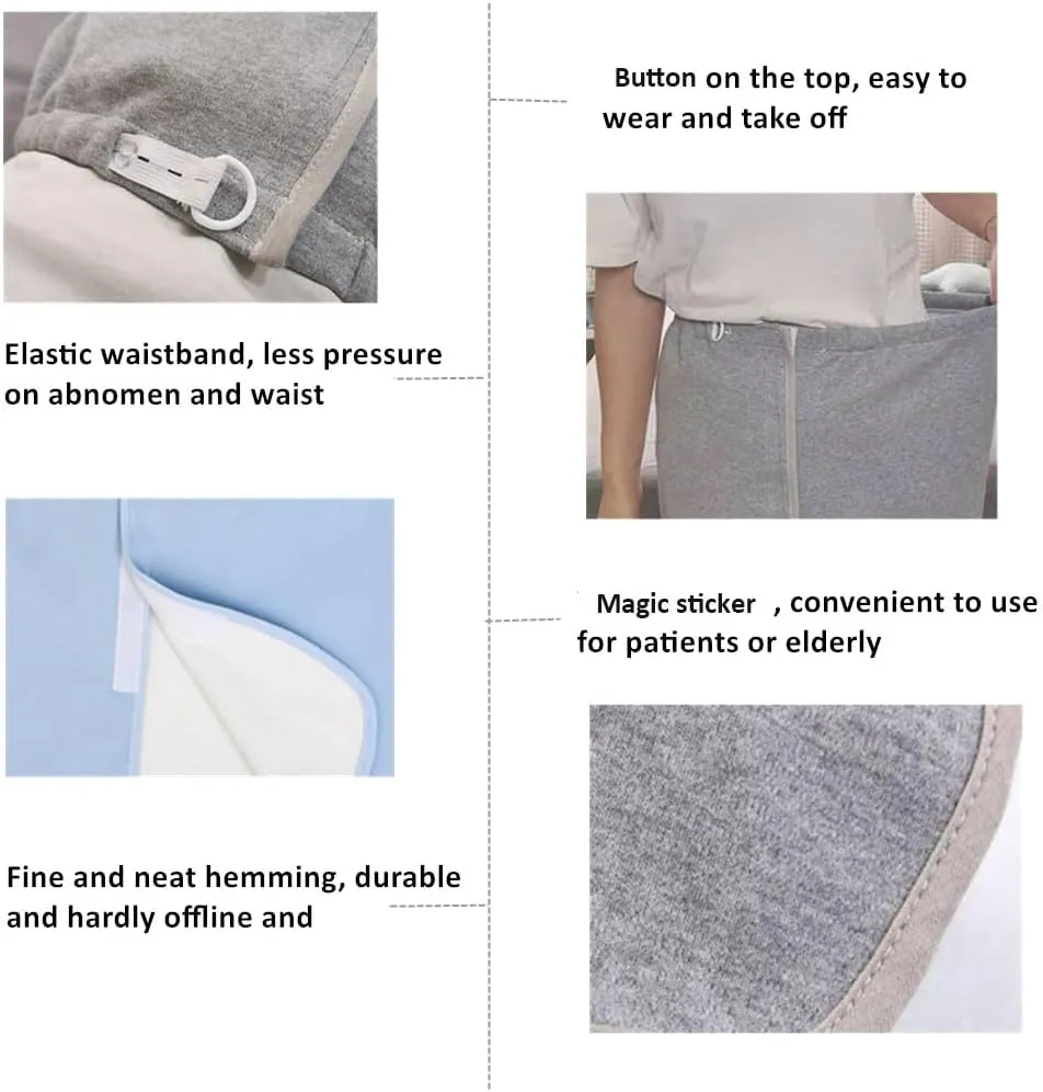 WEEOATAR Unisex Wearable Incontinence Mattress, Washable Adult Diaper Skirt for Highly Absorbency, Reusable Bed Mats Magic Sticker Incontinence Urinary Skirt for Adults, Elderly, Children (Grey, L)