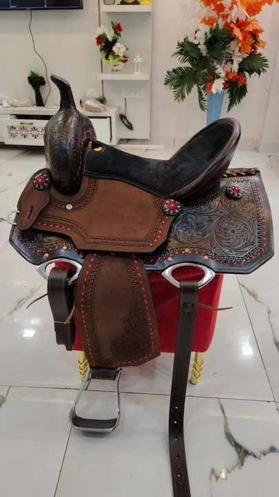Western Barrel Racing Horse Saddle Wooden Tree Handmade Premium Leather Comfort Horse Trail Equestrian Tooled Carved Horse Riding Saddle Size: 10"-18 inches Seat Available, AS04