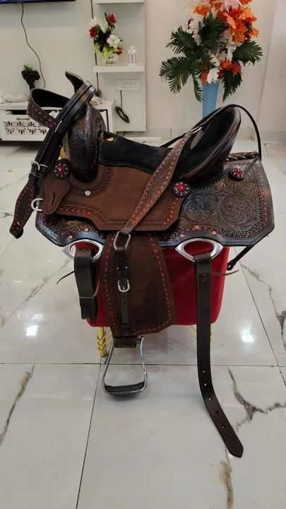 Western Barrel Racing Horse Saddle Wooden Tree Handmade Premium Leather Comfort Horse Trail Equestrian Tooled Carved Horse Riding Saddle Size: 10"-18 inches Seat Available, AS04