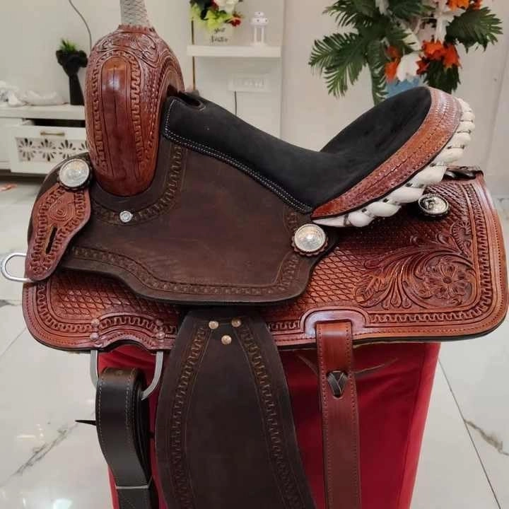 Western Barrel Racing Horse Saddle Wooden Tree Handmade Premium Leather Comfort Horse Trail Equestrian Tooled Carved Horse Riding Saddle Size: 10"-18 inches Seat Available, AS05