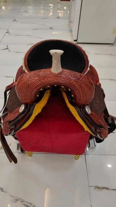 Western Barrel Racing Horse Saddle Wooden Tree Handmade Premium Leather Comfort Horse Trail Equestrian Tooled Carved Horse Riding Saddle Size: 10"-18 inches Seat Available, AS05