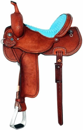 Western Barrel Racing Horse Saddles Trail Equestrian Horse Saddle Classic Quality Premium Leather Comfort for Horse Riding Size:10-18 inches Seat Available, BRL09