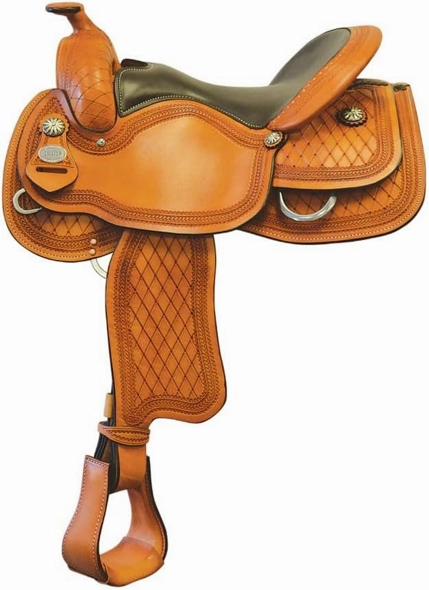 Western Barrel Racing Horse Saddles Trail Equestrian Horse Saddle Classic Quality Premium Leather Comfort for Horse Riding Size:10-18 inches Seat Available, BRL13