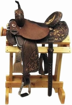 Western Barrel Racing Horse Saddles Trail Equestrian Horse Saddle Classic Quality Premium Leather Comfort for Horse Riding Size:10-18 inches Seat Available, BRL22