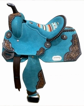 Western Barrel Racing Horse Saddles Trail Equestrian Horse Saddle Classic Quality Premium Leather Comfort for Horse Riding Size:10-18 inches Seat Available, BRL24
