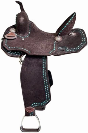 Western Barrel Racing Horse Saddles Trail Equestrian Horse Saddle Classic Quality Premium Leather Comfort for Horse Riding Size:10-18 inches Seat Available, BRL33