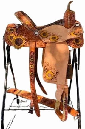 Western Barrel Racing Horse Saddles Trail Equestrian Horse Saddle Classic Quality Premium Leather Comfort for Horse Riding Size:10-18 inches Seat Available, BRL35