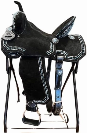 Western Barrel Racing Horse Saddles Trail Equestrian Horse Saddle Classic Quality Premium Leather Comfort for Horse Riding Size:10-18 inches Seat Available, BRL37