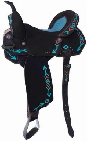 Western Barrel Racing Wooden Tree Horse Saddles Handmade Premium Leather Comfort Horses Trail Equestrian Tooled Carved Horse Saddle Riding Size: 10-18 inches Seat, KK22