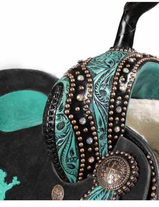 Western Horse Saddles Barrel Racing Wooden Tree Handmade Premium Leather Comfort Horses Trail Equestrian Tooled Carved Horse Saddle Riding Size: 10-18 inches Seat, KQ03