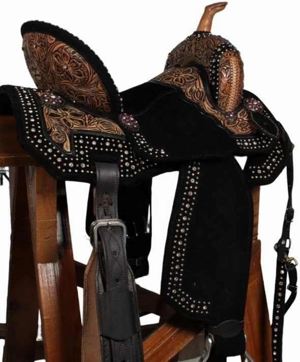Western Horse Saddles Barrel Racing Wooden Tree Handmade Premium Leather Comfort Horses Trail Equestrian Tooled Carved Horse Saddle Riding Size: 10-18 inches Seat, KQ06