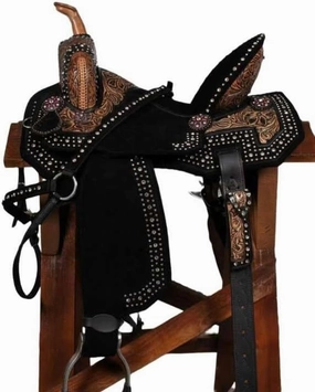 Western Horse Saddles Barrel Racing Wooden Tree Handmade Premium Leather Comfort Horses Trail Equestrian Tooled Carved Horse Saddle Riding Size: 10-18 inches Seat, KQ06