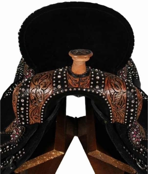 Western Horse Saddles Barrel Racing Wooden Tree Handmade Premium Leather Comfort Horses Trail Equestrian Tooled Carved Horse Saddle Riding Size: 10-18 inches Seat, KQ06