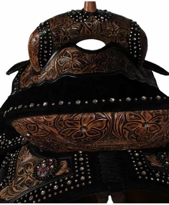 Western Horse Saddles Barrel Racing Wooden Tree Handmade Premium Leather Comfort Horses Trail Equestrian Tooled Carved Horse Saddle Riding Size: 10-18 inches Seat, KQ06