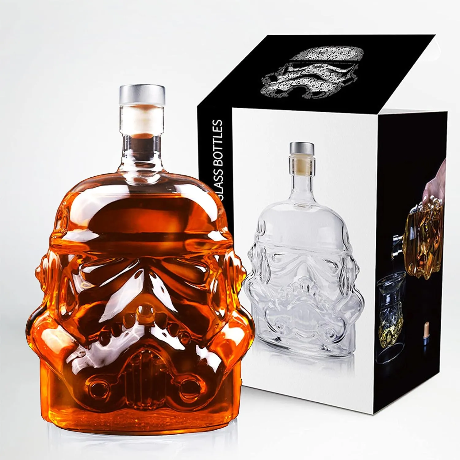 Whiskey Decanter, Liquor Bottle and Stopper, for Husband Or Men Dad Birthday, Father's Day Whiskey Carafe for Wine, Liquor, Scotch, Bourbon, Brandy - 750ML