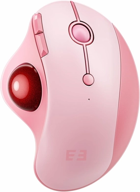 Wireless Trackball Mouse, Bluetooth Ergonomic Rollerball - Rechargeable Multi-Device USB/Bluetooth Connection, Thumb Control Compatible for Mac/Android/Windows Computers, Pink