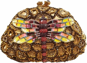 Women Cute Dragonfly Evening Clutch Purse Sparkly Rhinestone Crystal Handbag for Banquet Wedding Party Prom