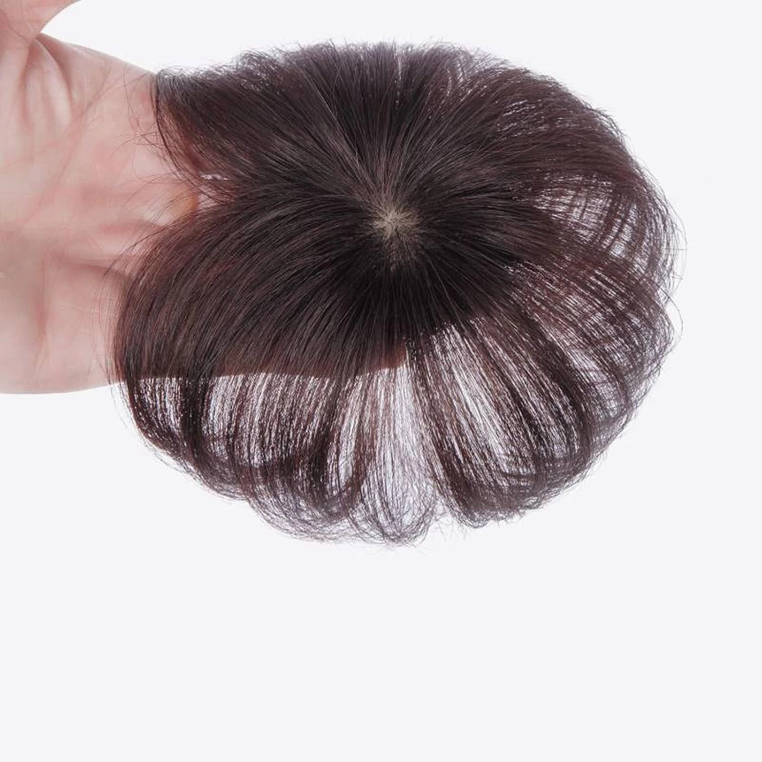 Women's Wig The Top of The Head of Real Hair Patch Piece Old People Cover White Hair Real Short Hair Wig Piece Women Fluffy Wig Piece Women's Wigs Hair Piece(02-(7-7) 10CM-brown)
