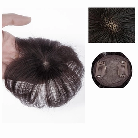Women's Wig The Top of The Head of Real Hair Patch Piece Old People Cover White Hair Real Short Hair Wig Piece Women Fluffy Wig Piece Women's Wigs Hair Piece(02-(7-7) 10CM-brown)