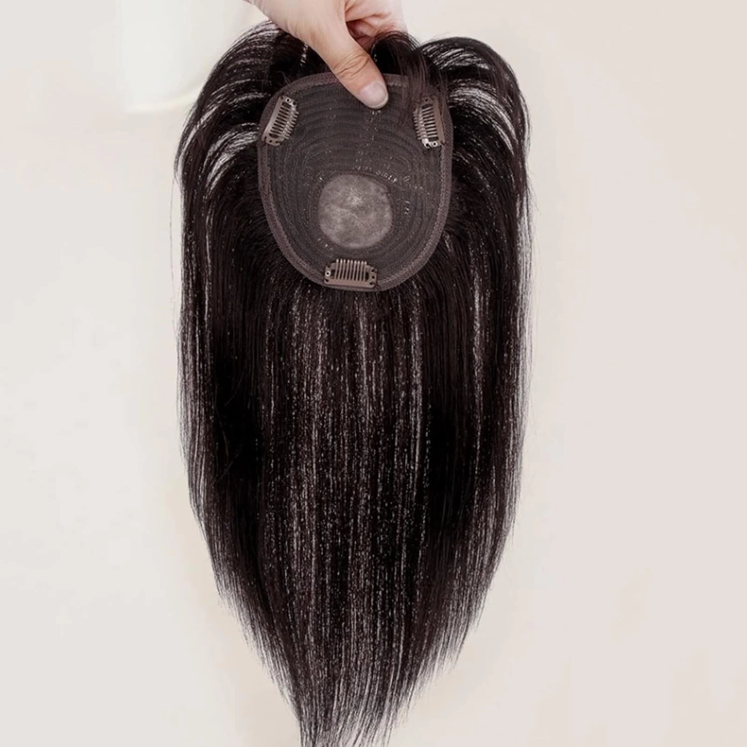Women's Wig The Top of The Head of Real Hair Patch Piece Old People Cover White Hair Real Short Hair Wig Piece Women Fluffy Wig Piece Women's Wigs Hair Piece(02-(7-7) 10CM-brown)