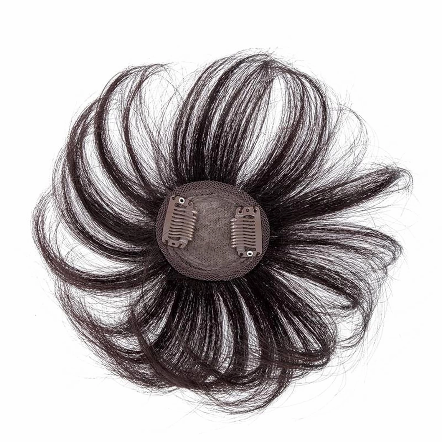 Women's Wig The Top of The Head of Real Hair Patch Piece Old People Cover White Hair Real Short Hair Wig Piece Women Fluffy Wig Piece Women's Wigs Hair Piece(04-(7-7) 10CM-brown)