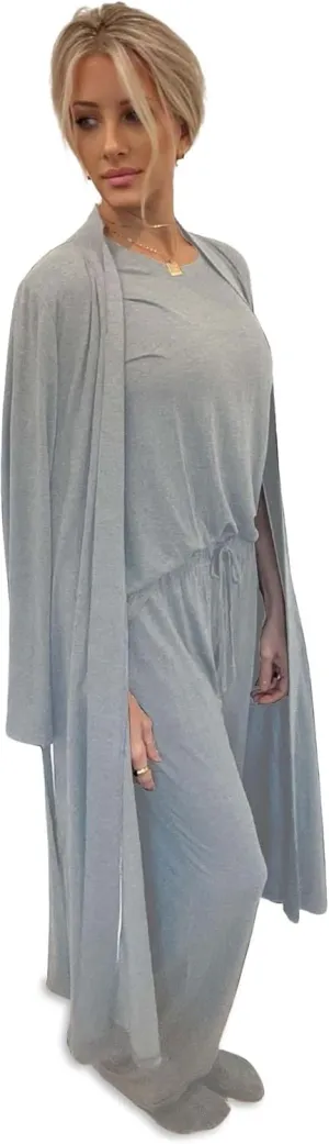 Women’s 3 Piece Pajama Set – Soft Bamboo Viscose Loungewear, Lounge Set for Women, Lightweight PJs with Robe