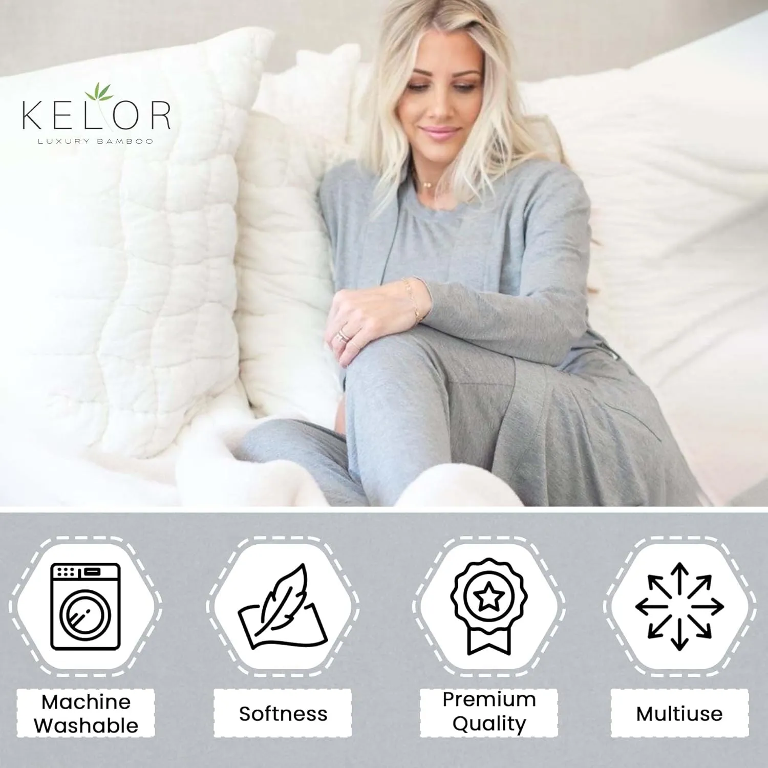 Women’s 3 Piece Pajama Set – Soft Bamboo Viscose Loungewear, Lounge Set for Women, Lightweight PJs with Robe