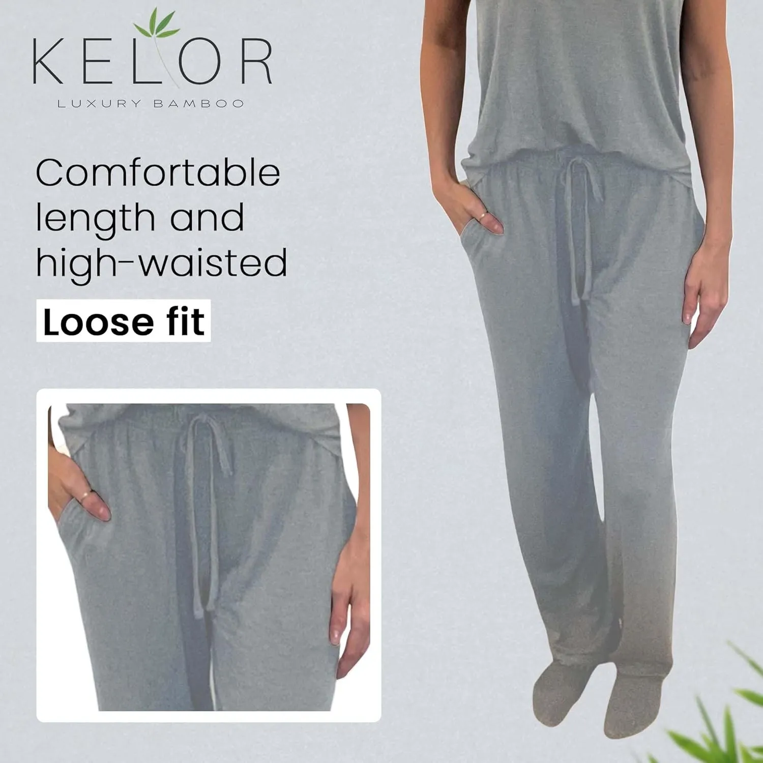 Women’s 3 Piece Pajama Set – Soft Bamboo Viscose Loungewear, Lounge Set for Women, Lightweight PJs with Robe