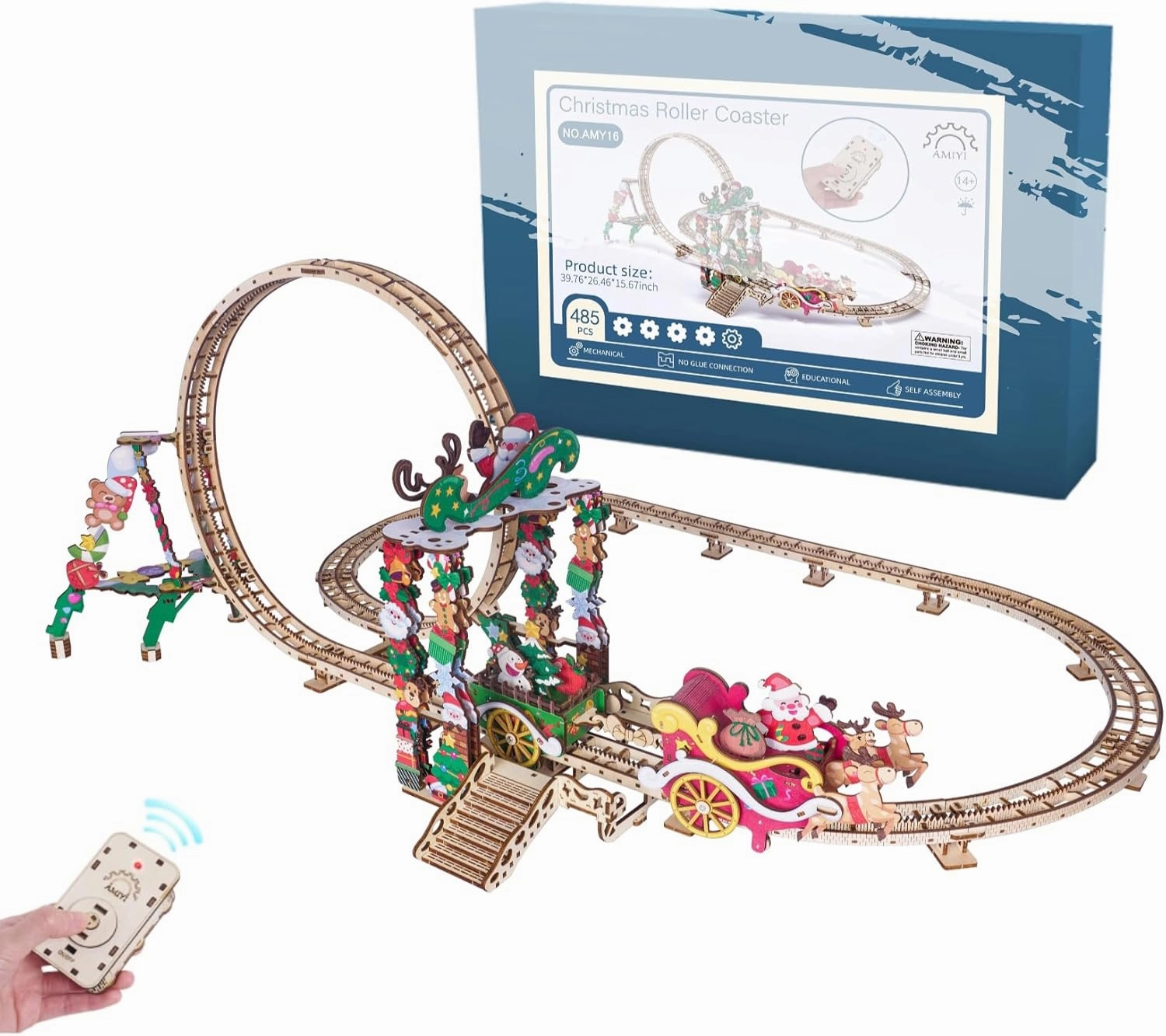Wooden 3D Puzzles for Adults, 3D Wooden Puzzles Roller Coaster Kits, House Warming Gift Hobby Kit Toy Home Decor (Roller Coaster)