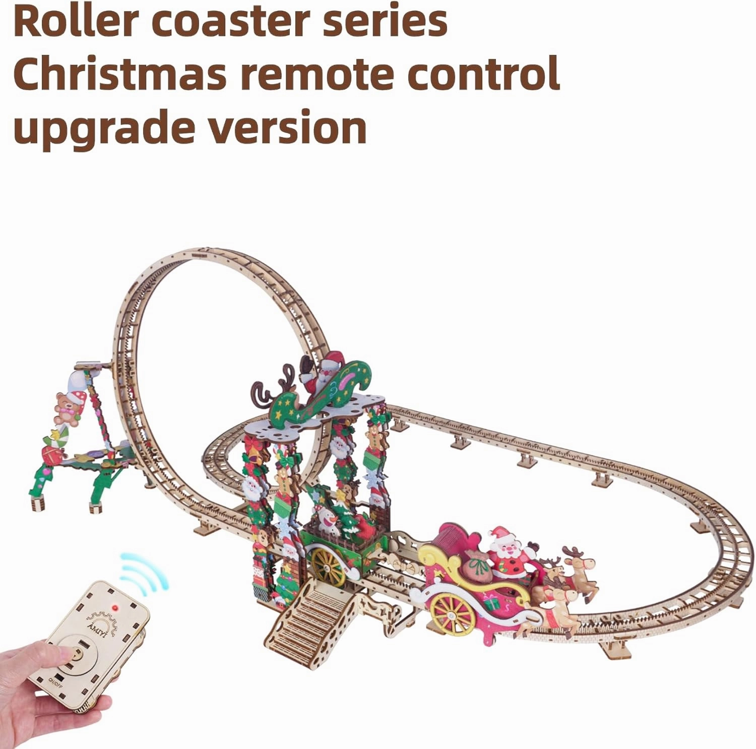 Wooden 3D Puzzles for Adults, 3D Wooden Puzzles Roller Coaster Kits, House Warming Gift Hobby Kit Toy Home Decor (Roller Coaster)