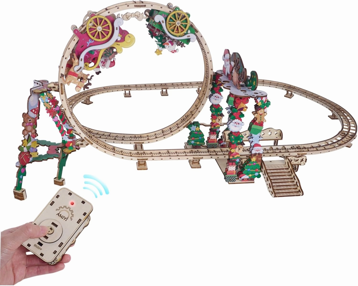 Wooden 3D Puzzles for Adults, 3D Wooden Puzzles Roller Coaster Kits, House Warming Gift Hobby Kit Toy Home Decor (Roller Coaster)