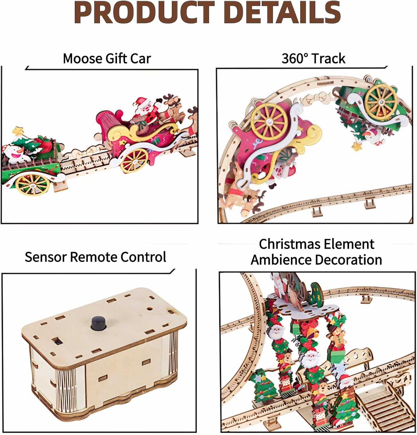 Wooden 3D Puzzles for Adults, 3D Wooden Puzzles Roller Coaster Kits, House Warming Gift Hobby Kit Toy Home Decor (Roller Coaster)