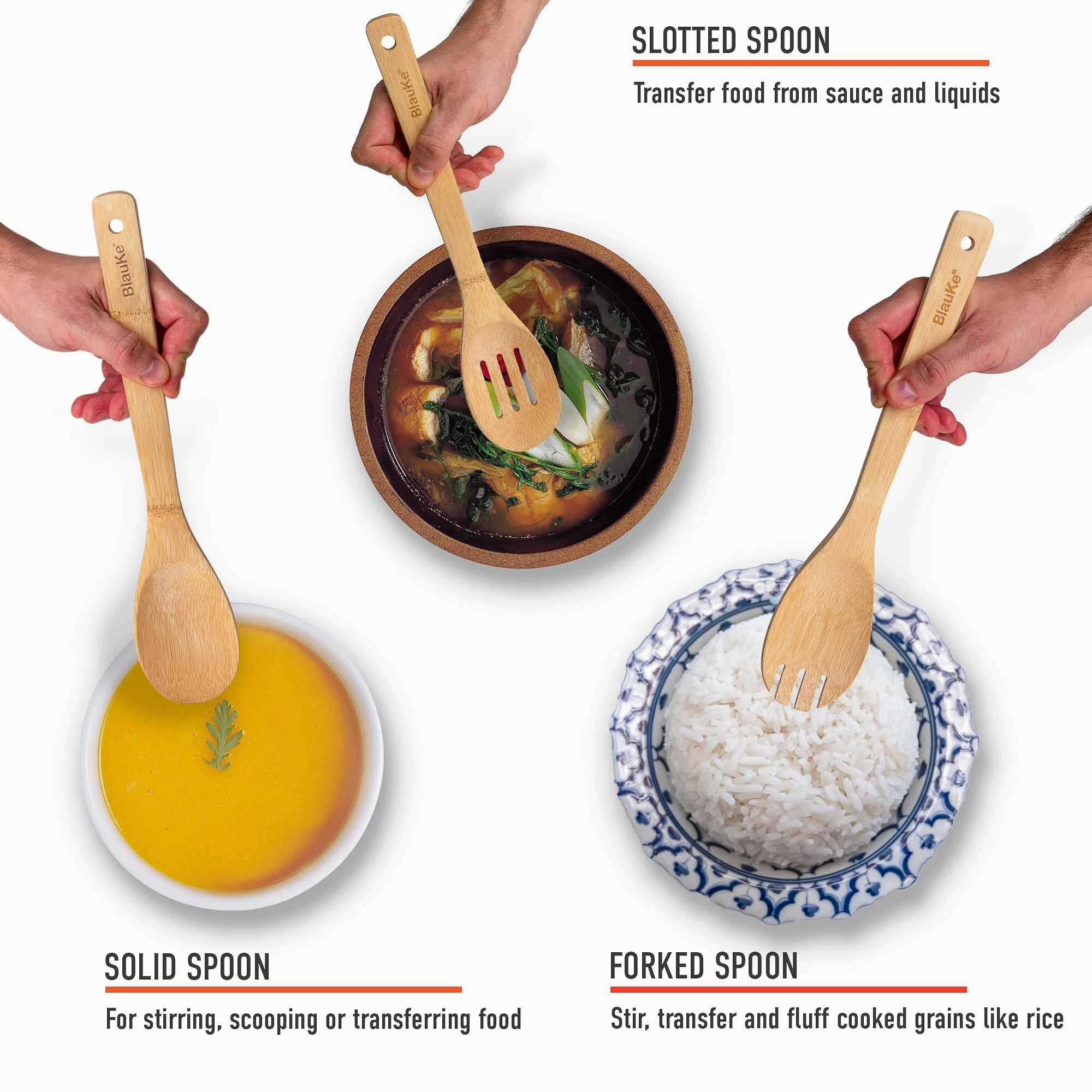Wooden Spoons for Cooking 7-Pack - Bamboo Kitchen Utensils Set