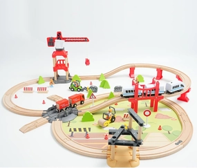 Wooden Train Set (Construction Theme)