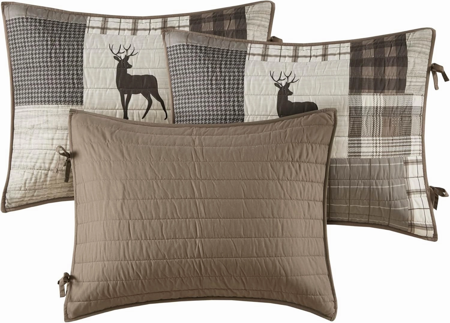 Woolrich Daybed Cover Set - Cabin Lifestyle, Patchwork with Moose Design All Season, Lightweight and Breathable Cozy Bedding Layer with Bedskirt, Matching Shams, 39" W x 75" L, Woodshed Brown 5 Piece