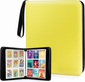 WOT I Trading Card Binder, 900 Pockets Baseball Card Binder Sleeves with Zipper, Double Sided Pockets Card Holder Carry Card Case for Baseball Card, Football Card(Yellow)