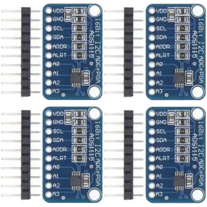 WWZMDiB 4Pcs ADS1115 16 Bit 16 Byte 4 Channel I2C IIC Analog-to-Digital ADC PGA Converter for Arduino Raspberry Pi DIY and Other Experiments
