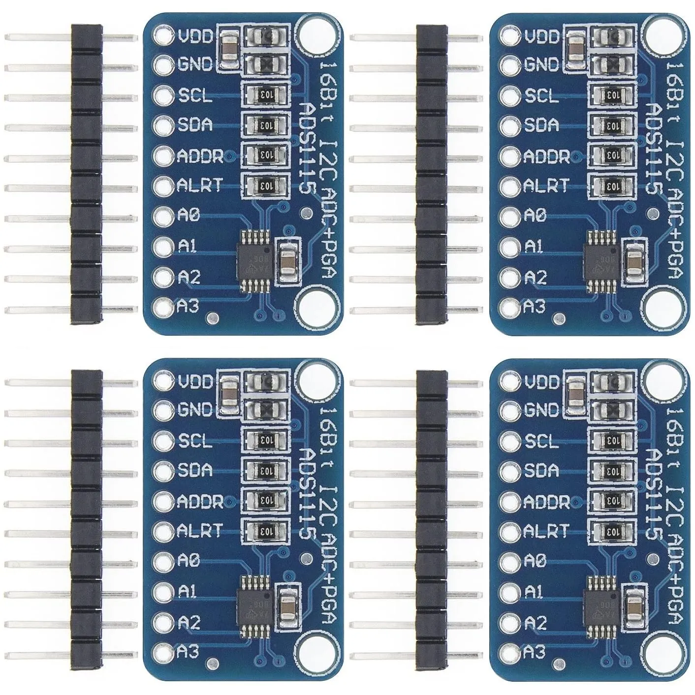 WWZMDiB 4Pcs ADS1115 16 Bit 16 Byte 4 Channel I2C IIC Analog-to-Digital ADC PGA Converter for Arduino Raspberry Pi DIY and Other Experiments