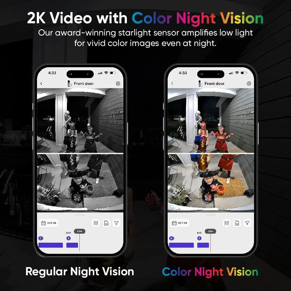 WYZE Wireless Duo Cam Video Doorbell (Chime Included), Battery Powered, 2K Full HD Video, 2 Cameras (People and Package), 2-Way Audio, Color Night Vision