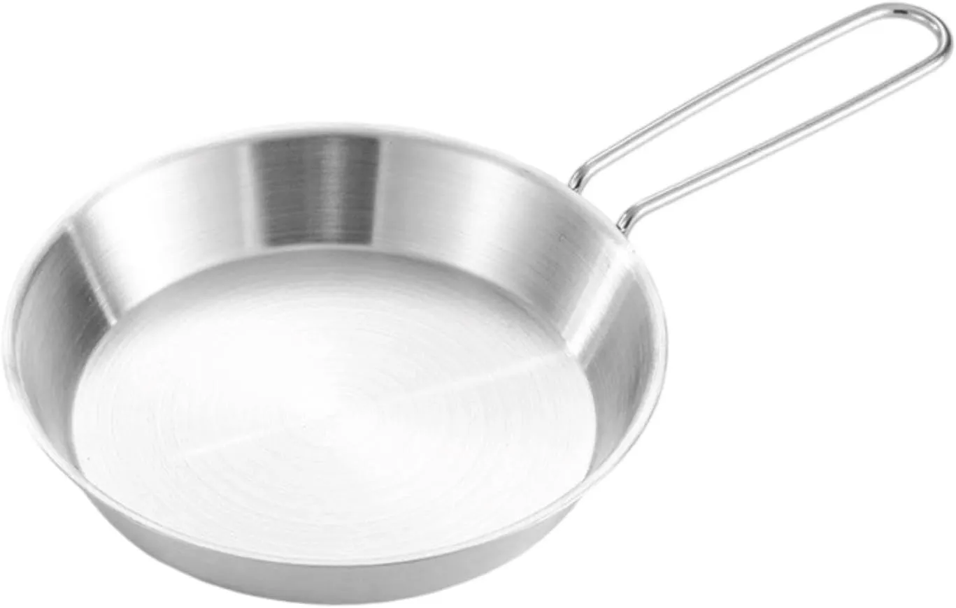 Yiju Camping Fry Pan Nonstick Skillet Folding Handle Portable Multifunctional Scratch Resistant Small Pot Outdoor Cooking Griddle, 16cm