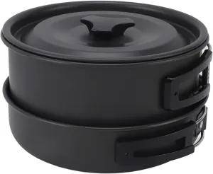 Yosoo Camp Cooking Set, Camping Cookware Anti Stick Portable Pots Pans Set Camping Cookware Set Essentials with Frying Pan Bowls Soup Scoop Loofah Scrubber Rice Spatula for 3 to 4 People