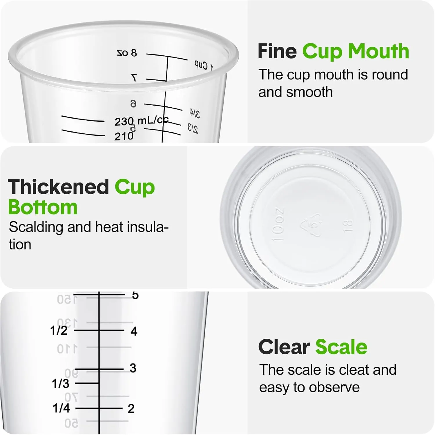 Yunsailing 50 Pack Disposable Measuring Cups for Resin 8 oz Clear Plastic Epoxy Reusable Liquid Mixing Cups for Cooking and Baking Supplies