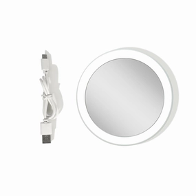 Zadro LED Lighted Compact Mirror with Magnification, Multi Light Color Touch Control, Rechargeable Battery, Travel Mirror Pouch Included (White, 3X / 4" Dia Width / 3.2" Dia Mirror)