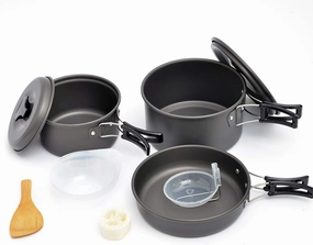 ZAIHW Hiker Camping Cookware, Nonstick, Lightweight Pots, Pans with Mesh Set Bag for Backpacking, Hiking, Picnic