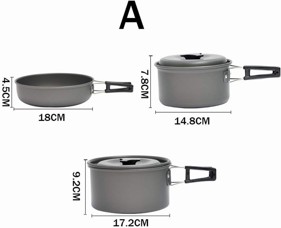 ZAIHW Hiker Camping Cookware, Nonstick, Lightweight Pots, Pans with Mesh Set Bag for Backpacking, Hiking, Picnic