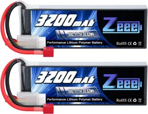 Zeee 3S Lipo Battery 3200mAh 11.1V 50C Soft Case Battery with T Connector for RC Airplane RC Helicopter RC Car RC Truck RC Boat UAV Drone FPV(2 Pack)