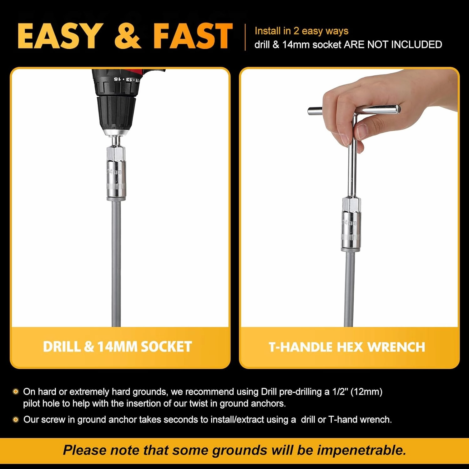 Zhengmy 8 Pcs Ground Anchors Screw in, 12 Inch Heavy Duty Tent Stakes with Trampoline Anchor Hook Ground Stakes for Camping Tent Canopies Ports Sheds Swing Sets Securing Animals (Silver)