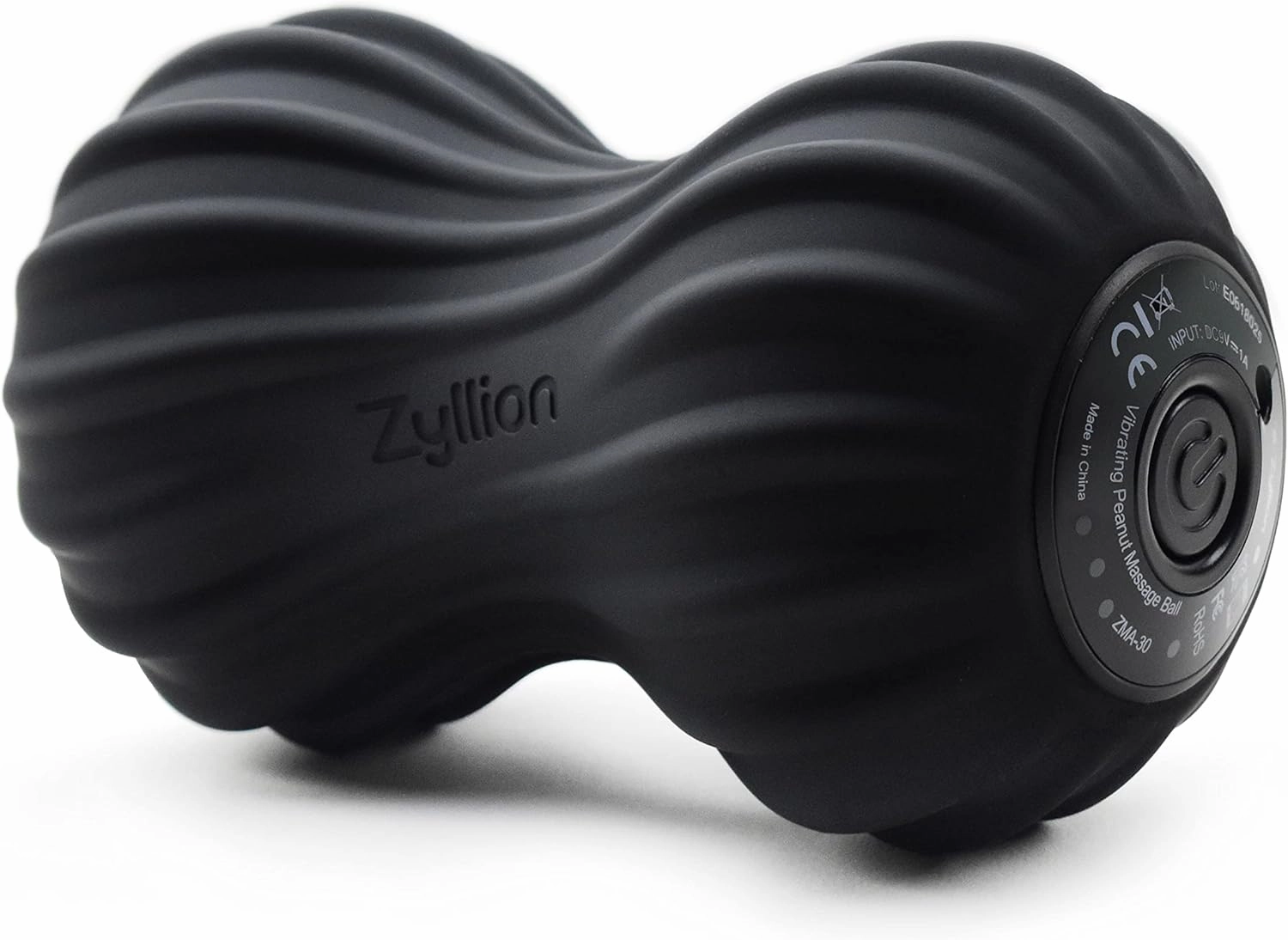 Zyllion Rechargeable Vibrating Massage Ball - Cordless 4-Mode Deep Tissue Peanut Massager Roller for Muscle Pain Relief, Plantar Fasciitis, Sciatica, Fibromyalgia on Feet, Legs, Neck, Back - Black