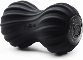 Zyllion Rechargeable Vibrating Massage Ball - Cordless 4-Mode Deep Tissue Peanut Massager Roller for Muscle Pain Relief, Plantar Fasciitis, Sciatica, Fibromyalgia on Feet, Legs, Neck, Back - Black